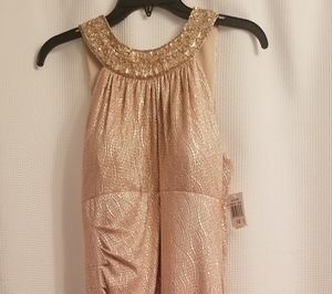 XSCAPE Metallic gold dress